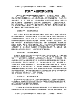 代表个人履职情况报告