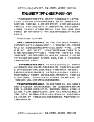 党委理论学习中心组巡听旁听点评