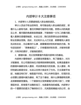 内部审计8大注意事项