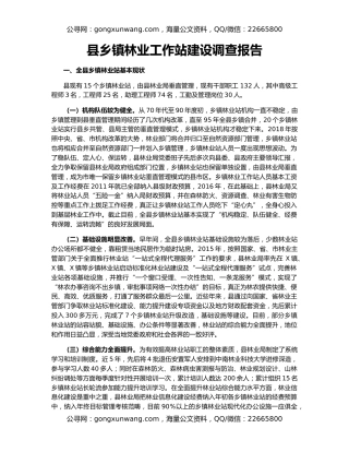 县乡镇林业工作站建设调查报告