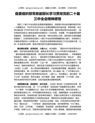 县委组织部常务副部长学习贯彻党的二十届三中全会精神感悟