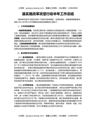 县实施改革攻坚行动半年工作总结