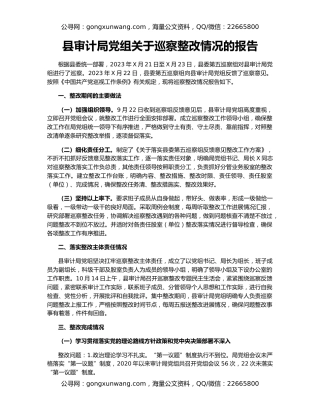 县审计局党组关于巡察整改情况的报告