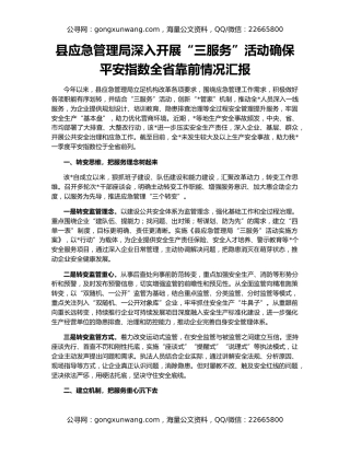 县应急管理局深入开展“三服务”活动确保平安指数全省靠前情况汇报
