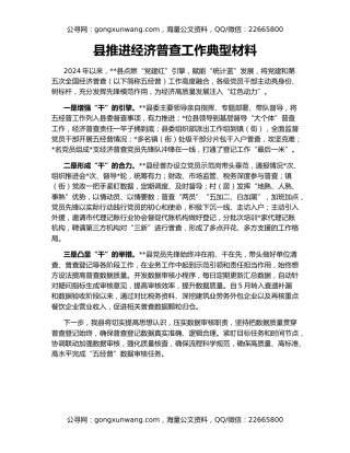 县推进经济普查工作典型材料