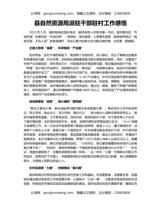 县自然资源局派驻干部驻村工作感悟