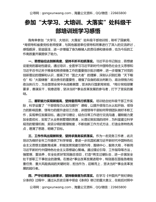 参加“大学习、大培训、大落实”处科级干部培训班学习感悟
