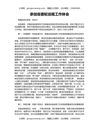 参加省委轮巡视工作体会