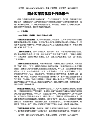 国企改革深化提升行动报告