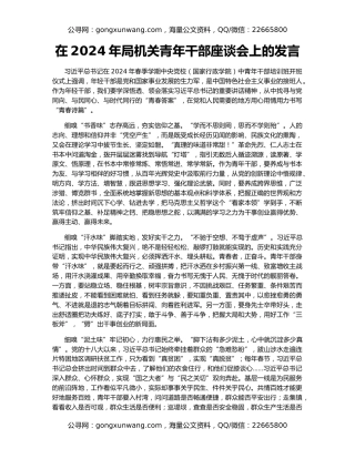 在2024年局机关青年干部座谈会上的发言