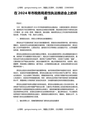 在2024年市税务局柔性执法推进会上的讲话