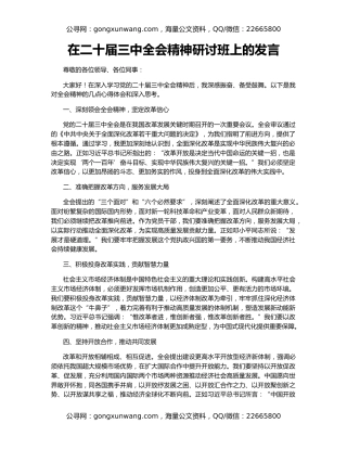 在二十届三中全会精神研讨班上的发言
