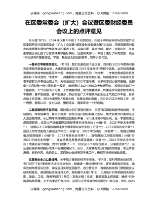 在区委常委会（扩大）会议暨区委财经委员会议上的点评意见