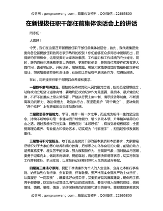 在新提拔任职干部任前集体谈话会上的讲话