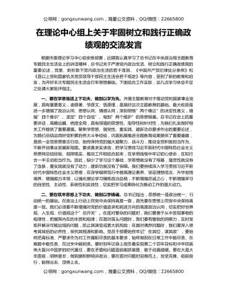 在理论中心组上关于牢固树立和践行正确政绩观的交流发言
