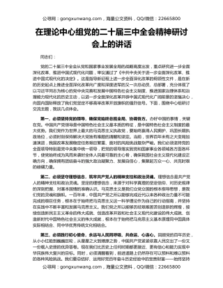 在理论中心组党的二十届三中全会精神研讨会上的讲话