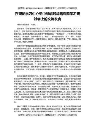在理论学习中心组中部崛起战略专题学习研讨会上的交流发言