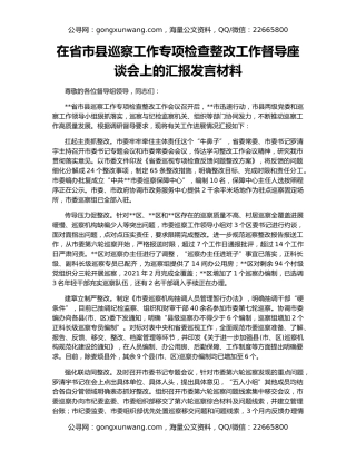 在省市县巡察工作专项检查整改工作督导座谈会上的汇报发言材料