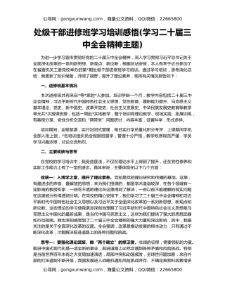 处级干部进修班学习培训感悟(学习二十届三中全会精神主题)