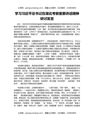 学习习近平总书记在湖北考察重要讲话精神研讨发言