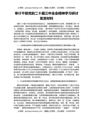 审计干部党的二十届三中全会精神学习研讨发言材料