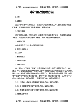 审计整改管理办法