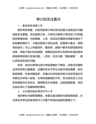 审计的关注要点