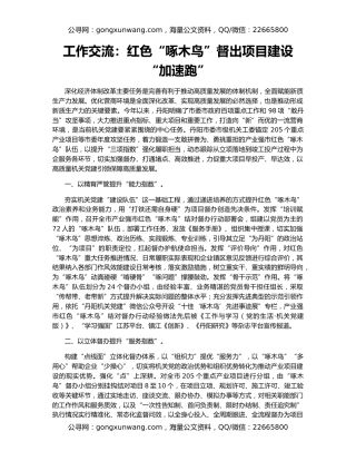 工作交流：红色“啄木鸟”督出项目建设“加速跑”