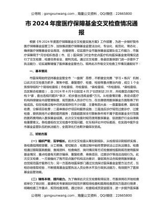 市2024年度医疗保障基金交叉检查情况通报