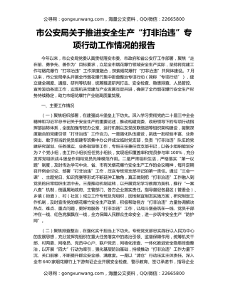 市公安局关于推进安全生产“打非治违”专项行动工作情况的报告