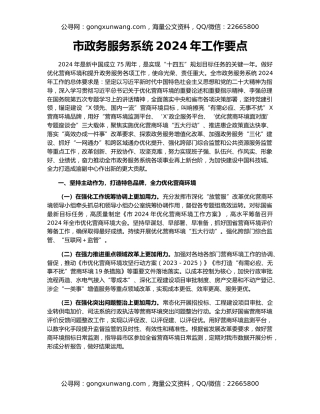 市政务服务系统2024年工作要点