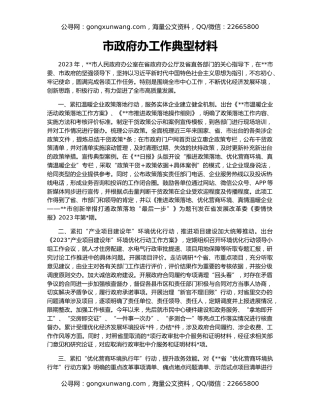 市政府办工作典型材料