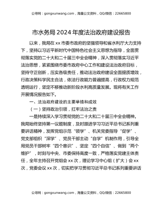 市水务局2024年度法治政府建设报告