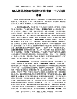 幼儿师范高等专科学校派驻村第一书记心得体会