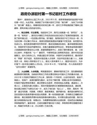 政府办派驻村第一书记驻村工作感悟