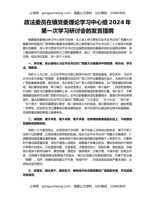 政法委员在镇党委理论学习中心组2024年第一次学习研讨会的发言提纲