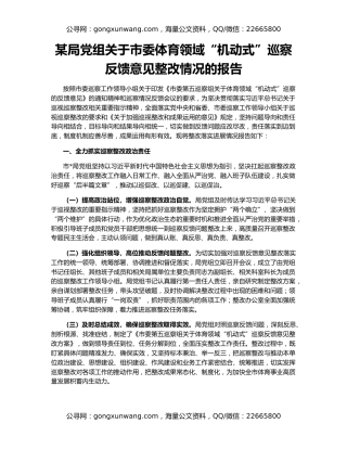 某局党组关于市委体育领域“机动式”巡察反馈意见整改情况的报告