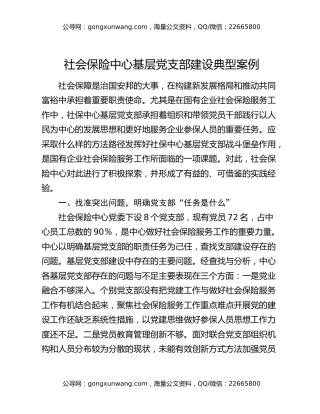 社会保险中心基层党支部建设典型案例