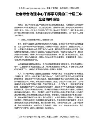 社会综合治理中心干部学习党的二十届三中全会精神感悟