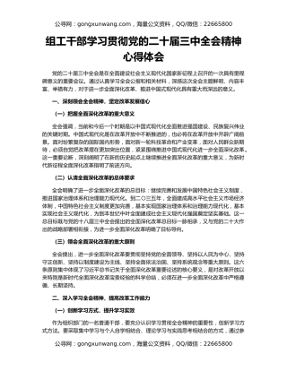 组工干部学习贯彻党的二十届三中全会精神心得体会