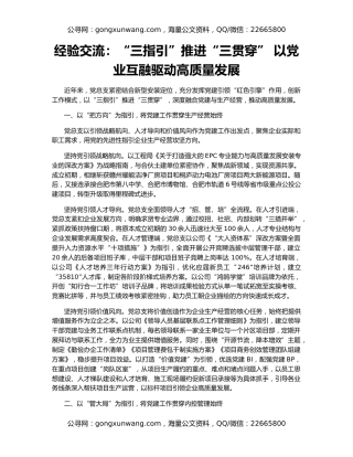 经验交流：“三指引”推进“三贯穿” 以党业互融驱动高质量发展