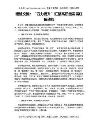 经验交流：“四力提升”汇聚高质量发展红色动能