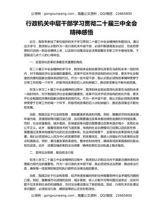 行政机关中层干部学习贯彻二十届三中全会精神感悟