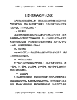 财务管理内控审计方案
