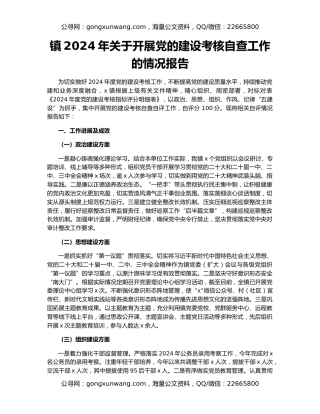镇2024年关于开展党的建设考核自查工作的情况报告