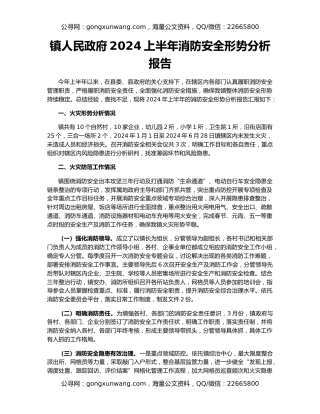 镇人民政府2024上半年消防安全形势分析报告
