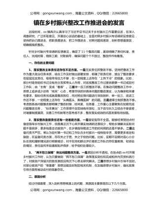 镇在乡村振兴整改工作推进会的发言