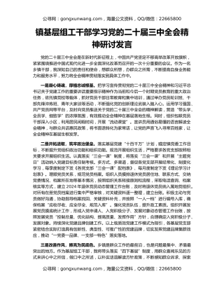 镇基层组工干部学习党的二十届三中全会精神研讨发言