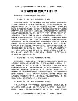 镇抓党建促乡村振兴工作汇报