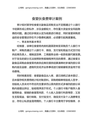 食堂伙食费审计案例